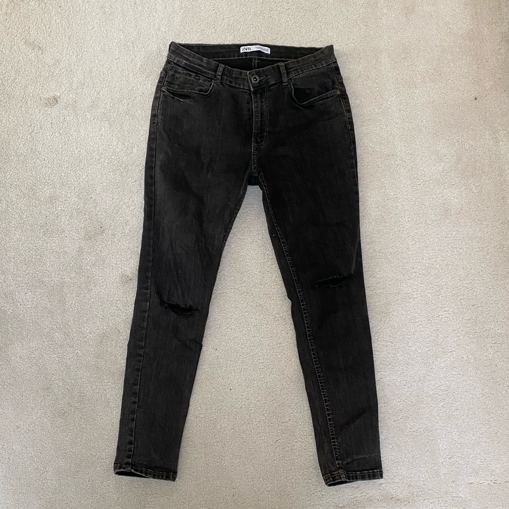 Zara black denim skinny jeans